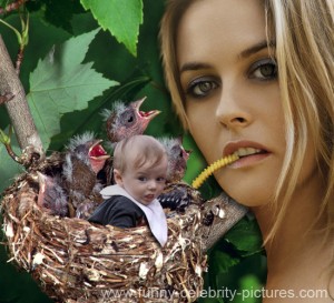 Alicia Silverstone feeding Bear like bird chew then spit new photo